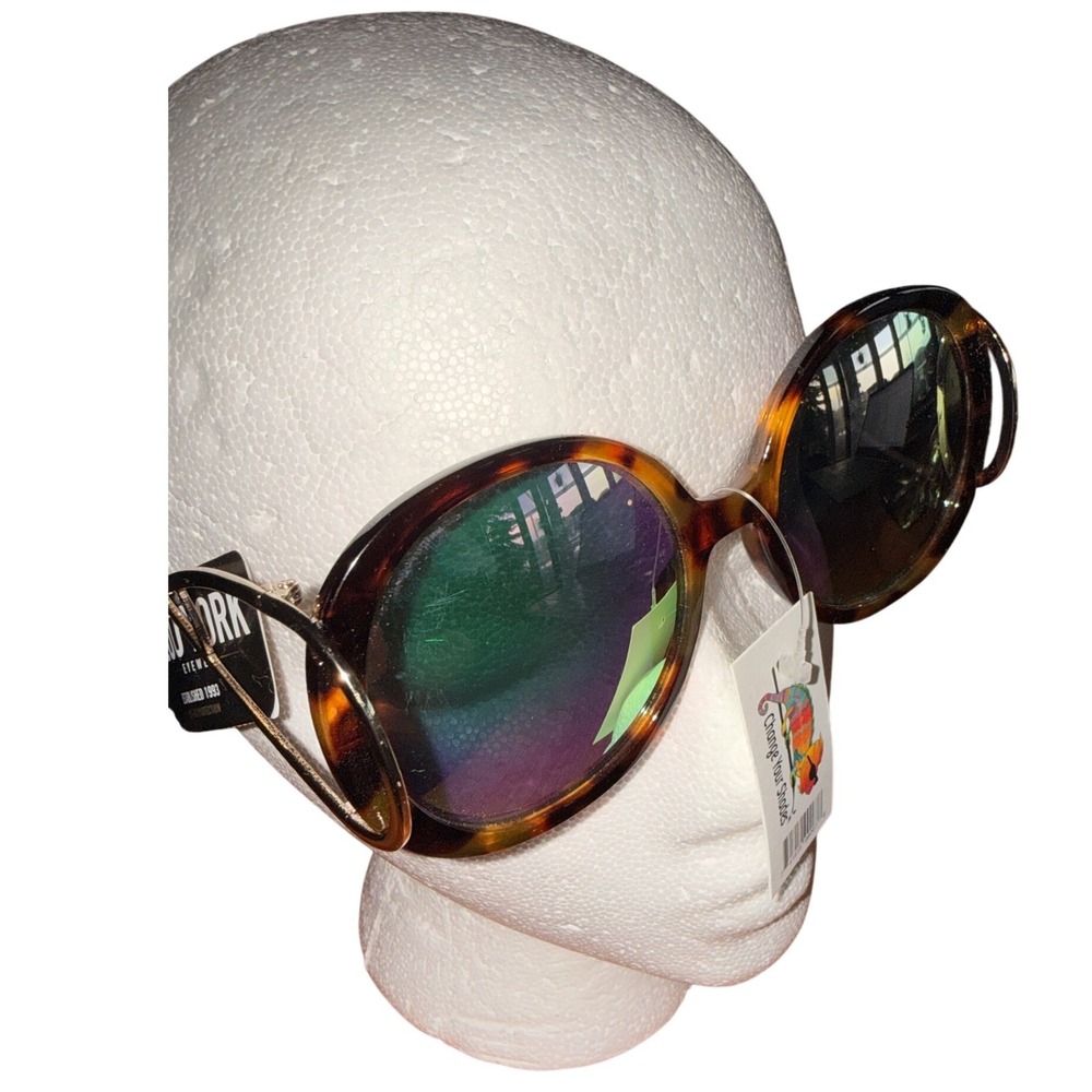 Zoo York Womens Oversized Round Tortoise Sunglasses Iridescent Mirror 7150RV